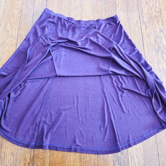 Fiore Purple A-Line Midi Skirt Elastic Waist Stretch Made in USA Medium - Picture 9 of 11